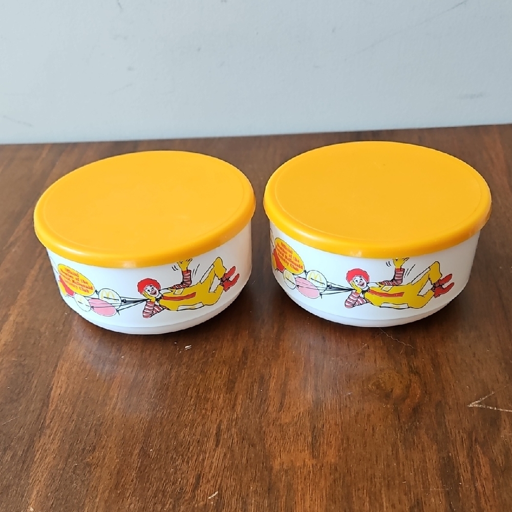 Vintage Ronald McDonald Activity Club Bowls With Lids Set Of 2 USA